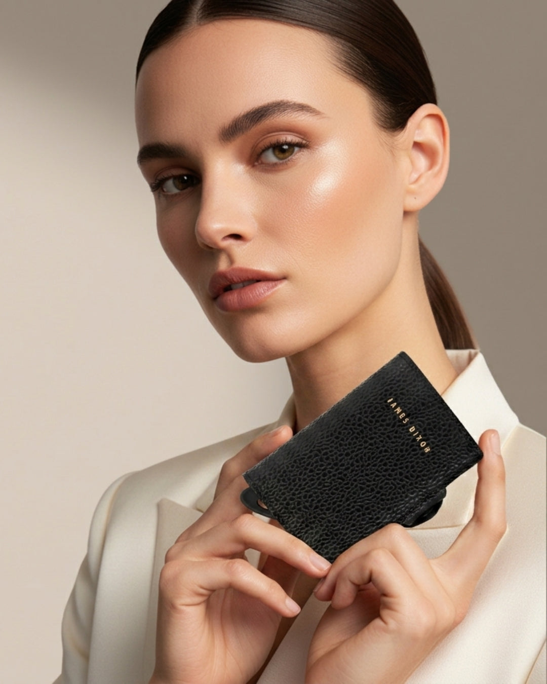 Black/Gold - Caviar - Monnaie - Bouton - Porte-cartes