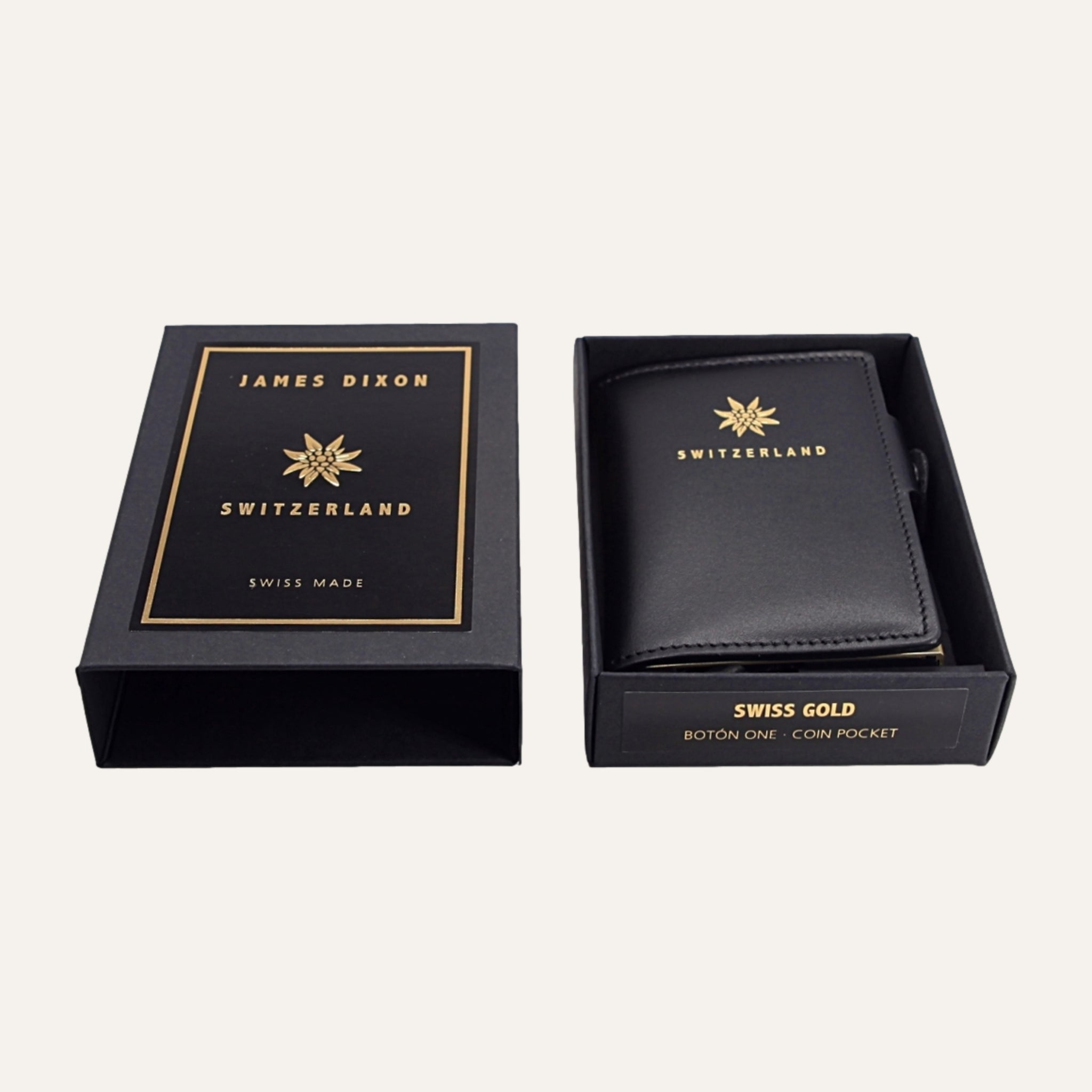 James Dixon RFID Wallet, Black/Gold Switzerland, One, Coin Pocket Snap