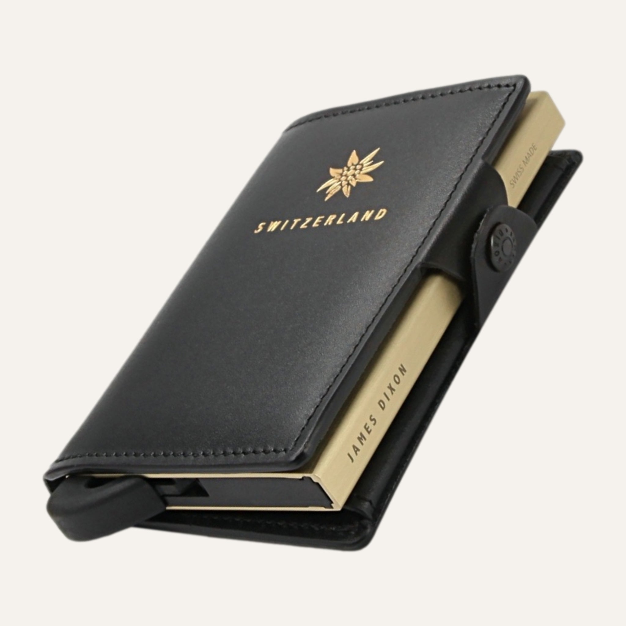 Black/Gold Switzerland - One - Münzfach - Knopf - Portemonnaie