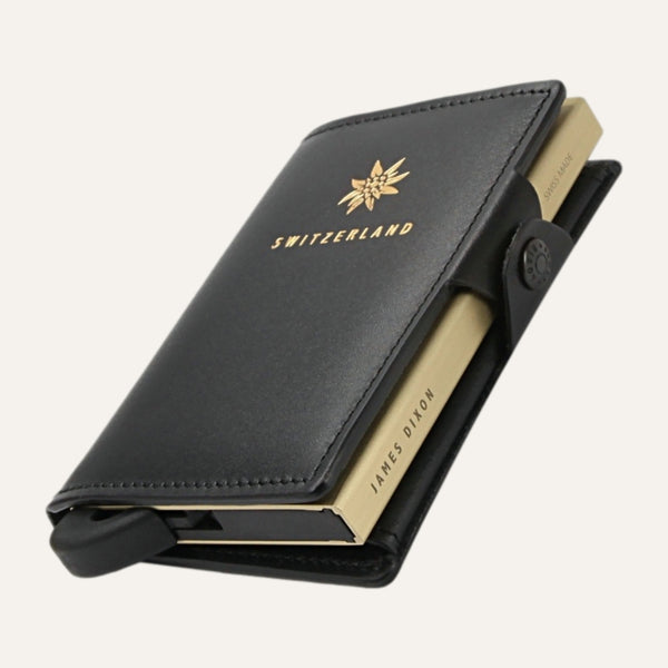James Dixon RFID Wallet, Black/Gold Switzerland, One, Coin Pocket Snap