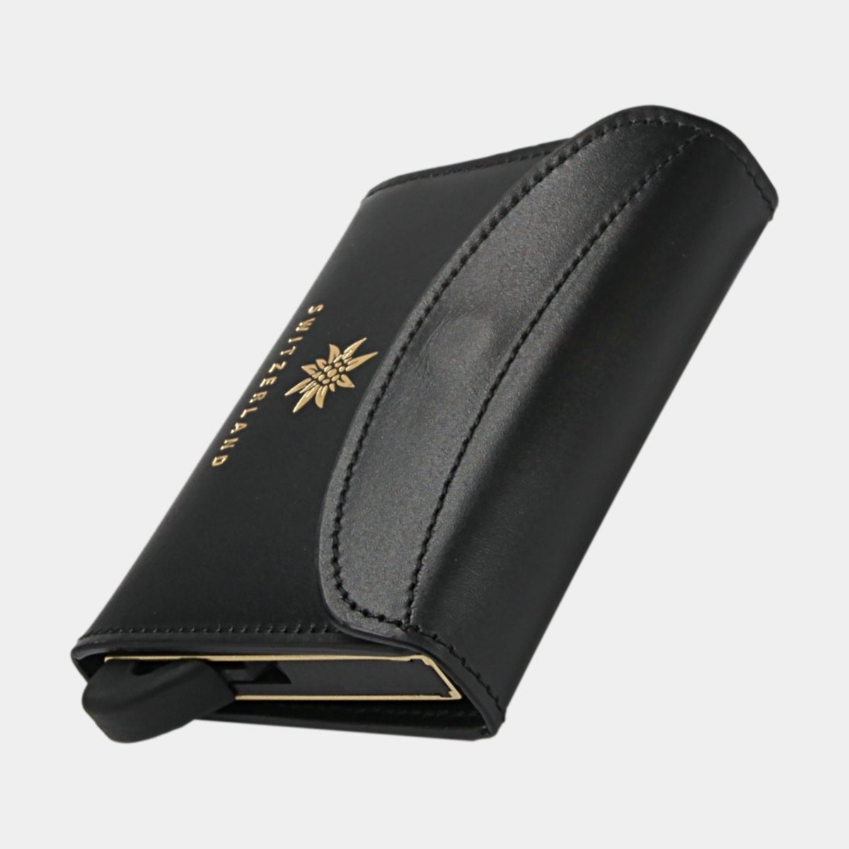 Black/Gold Switzerland - One - Coin Pocket - Flap - Wallet