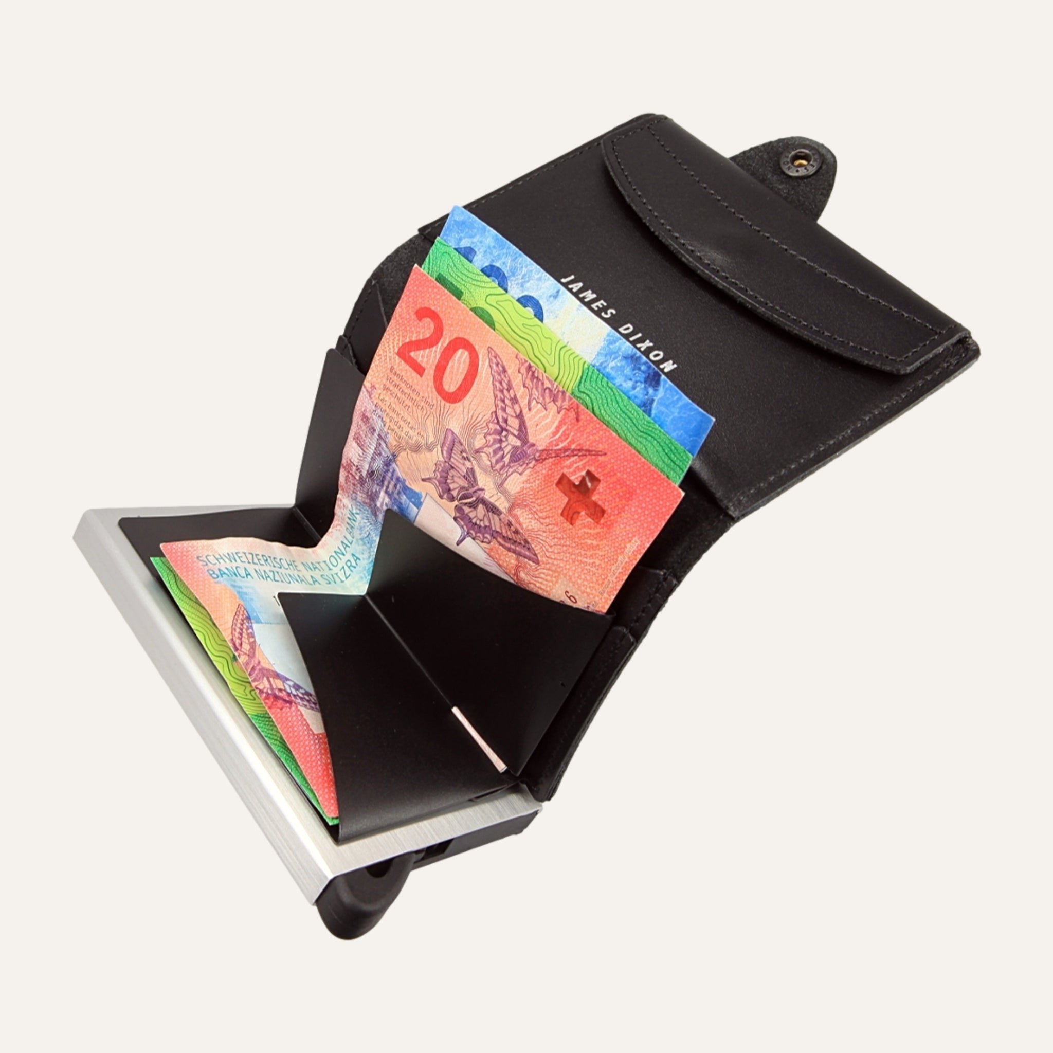 Black/Silver Switzerland - One - Coin Pocket - Snap - Wallet