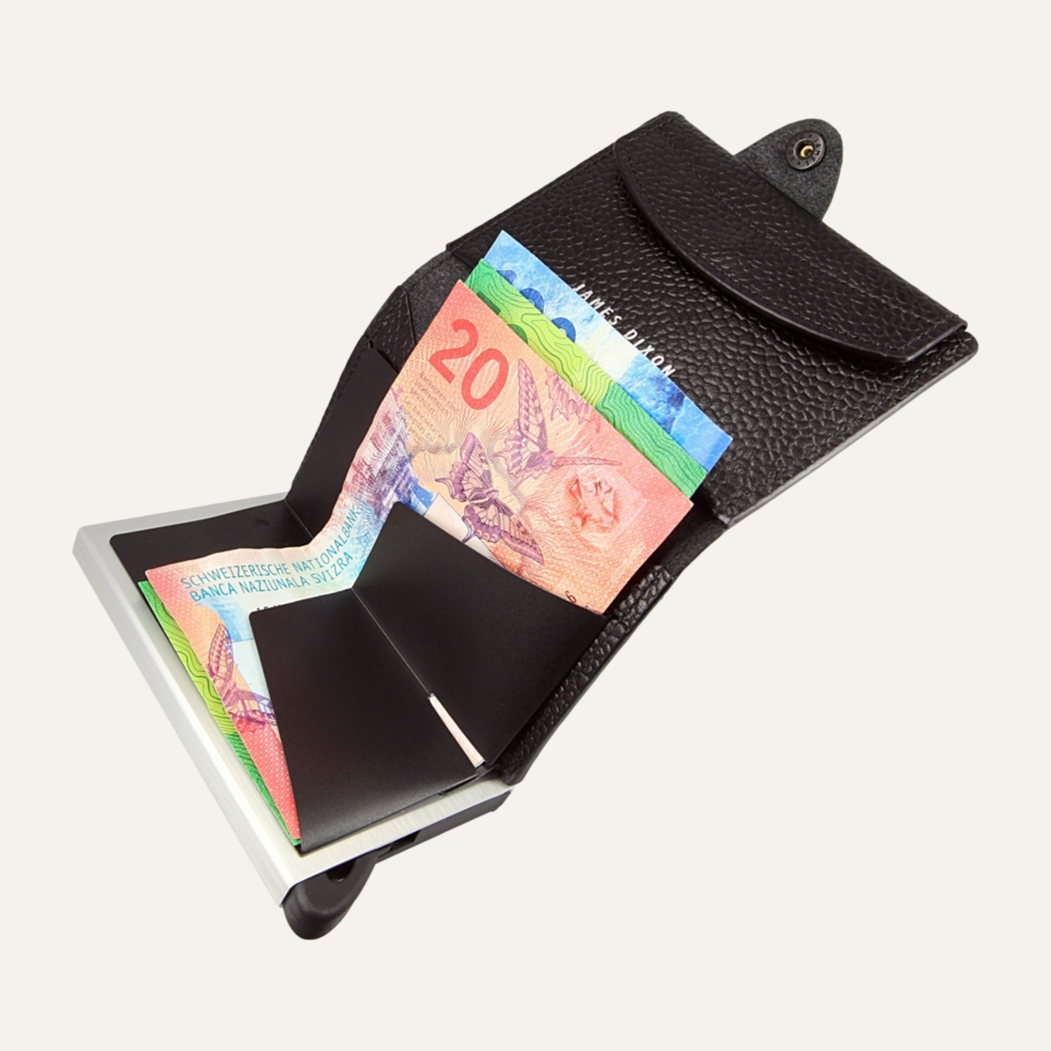 Black/Silver - Caviar - Münzfach - Knopf - Portemonnaie