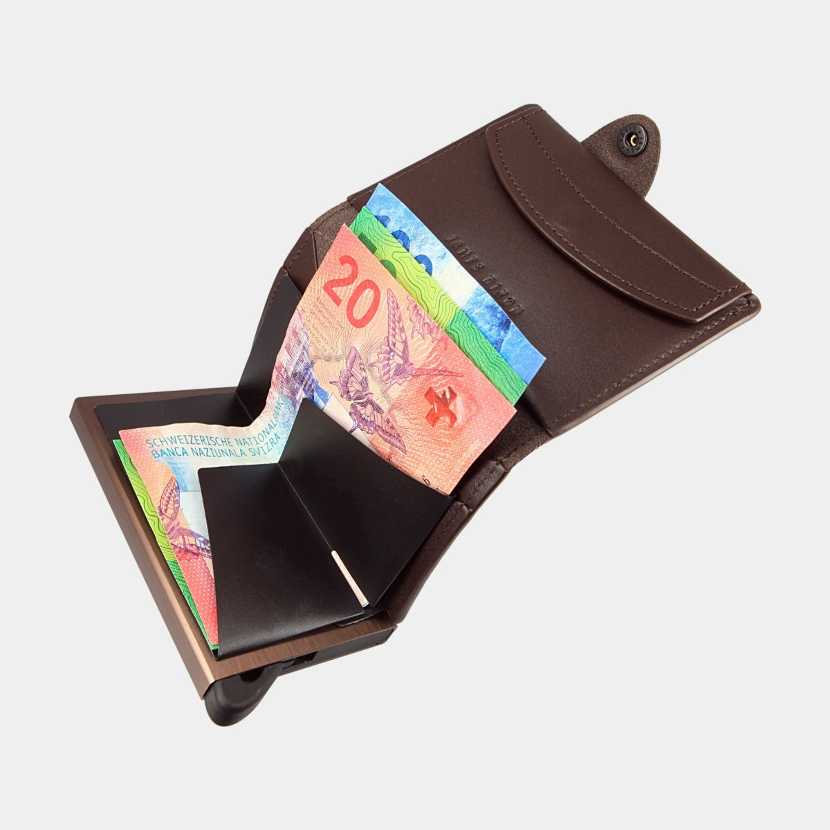 Dark Brown Cacao - One - Coin Pocket - Snap - Wallet