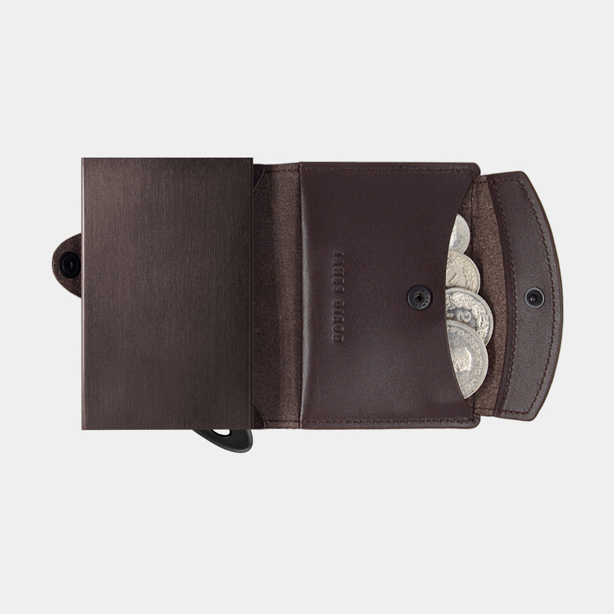 Dark Brown - One - Monnaie - Bouton - Porte-cartes