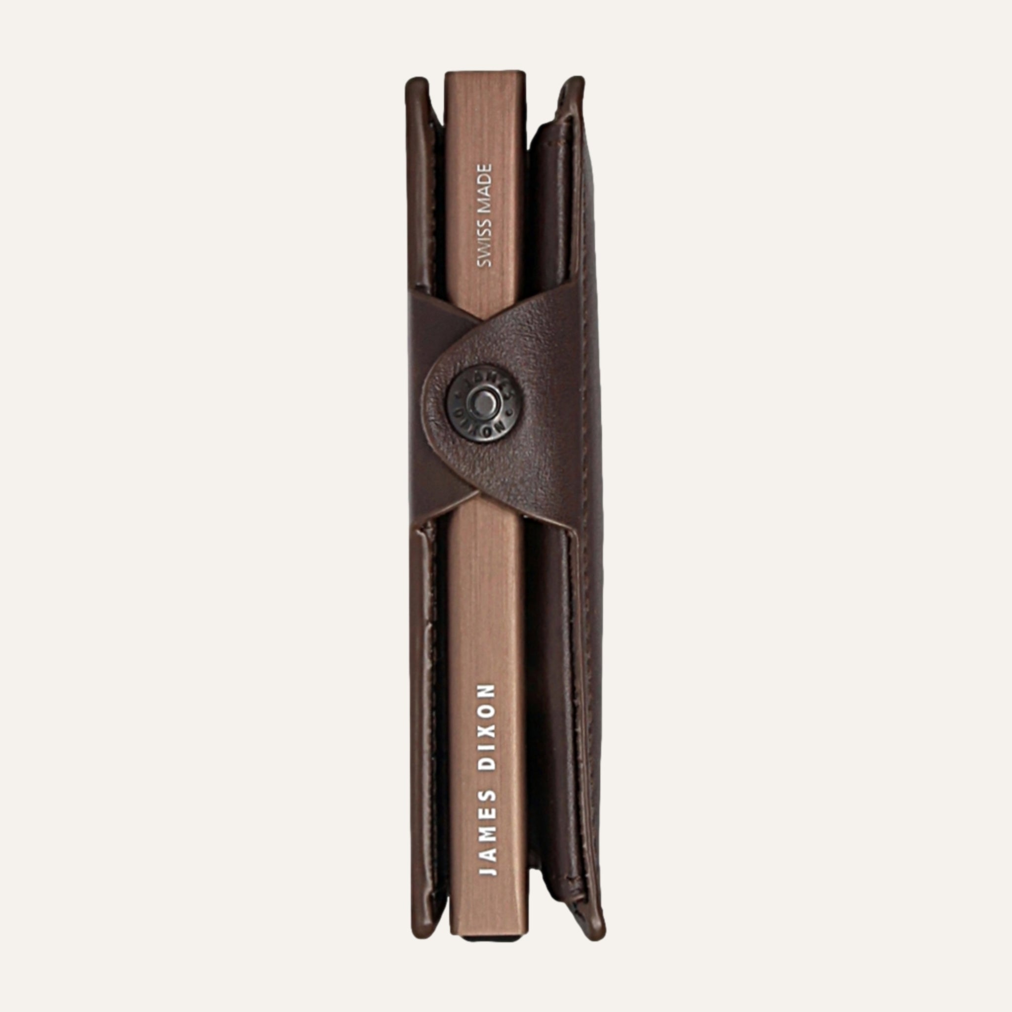 James Dixon Slim RFID Wallet, Dark Brown, Coin Pocket, Snap