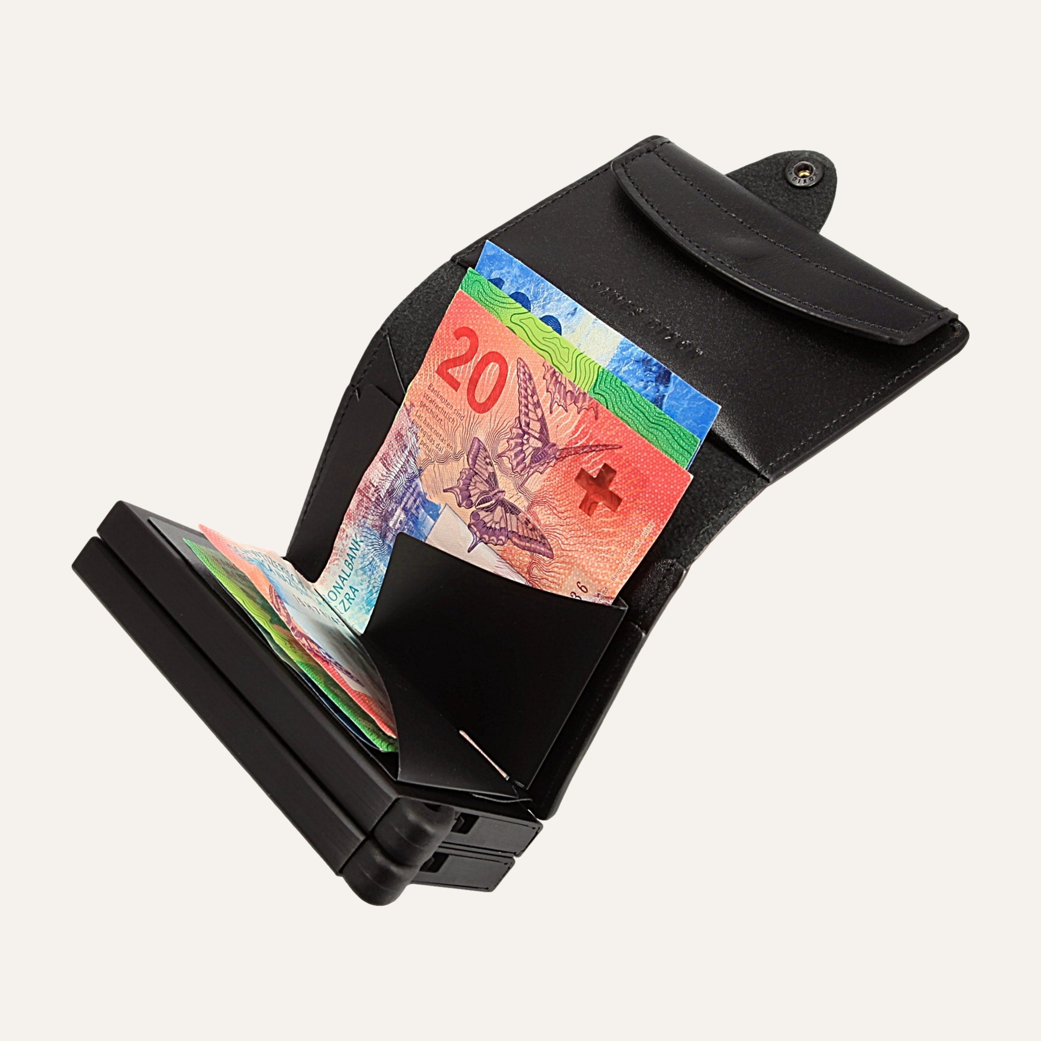 Black - One - XL - Coin Pocket - Snap - Wallet