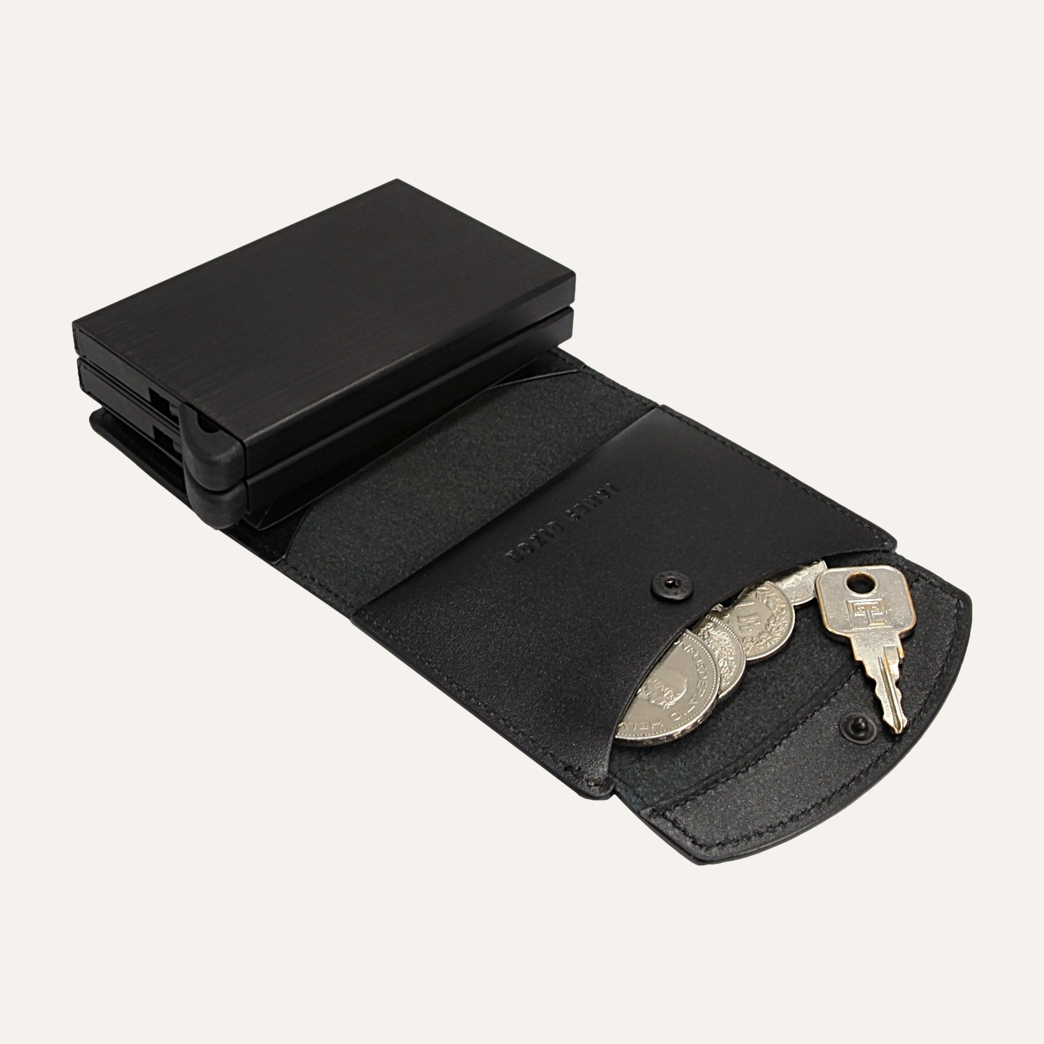 Black - One - XL - Coin Pocket - Snap - Wallet