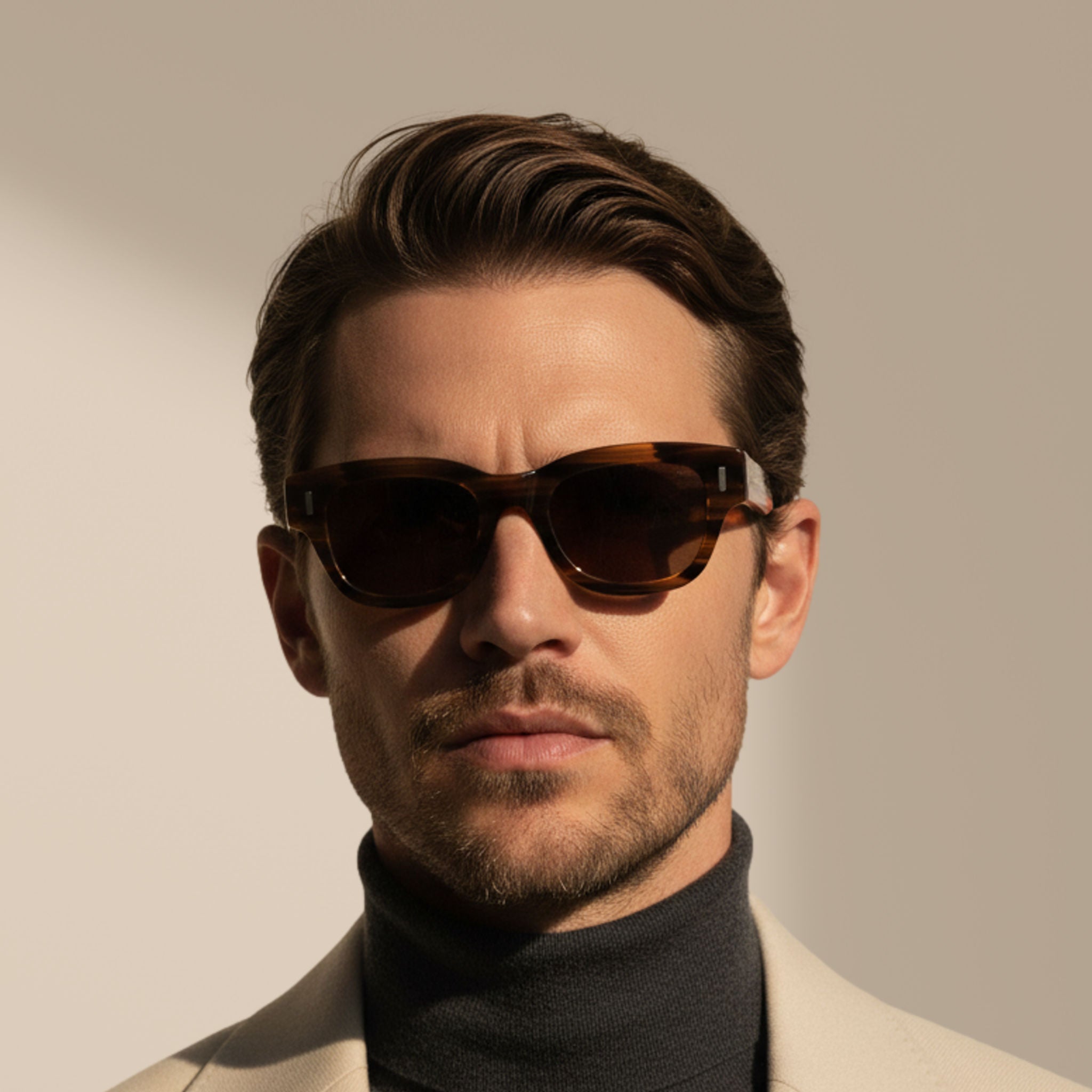 A rayas/Marrón – Lennox – Cuadradas – Acetato – Gafas de sol