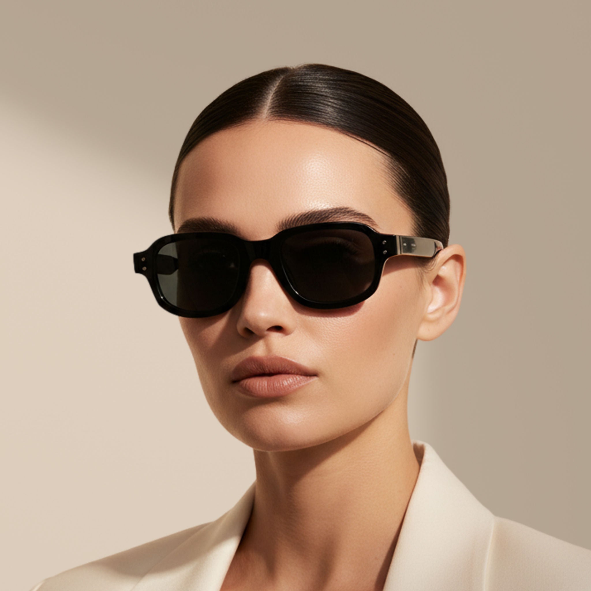 Black/Grey - Warwick - Rectangular - Acetate - Sunglasses