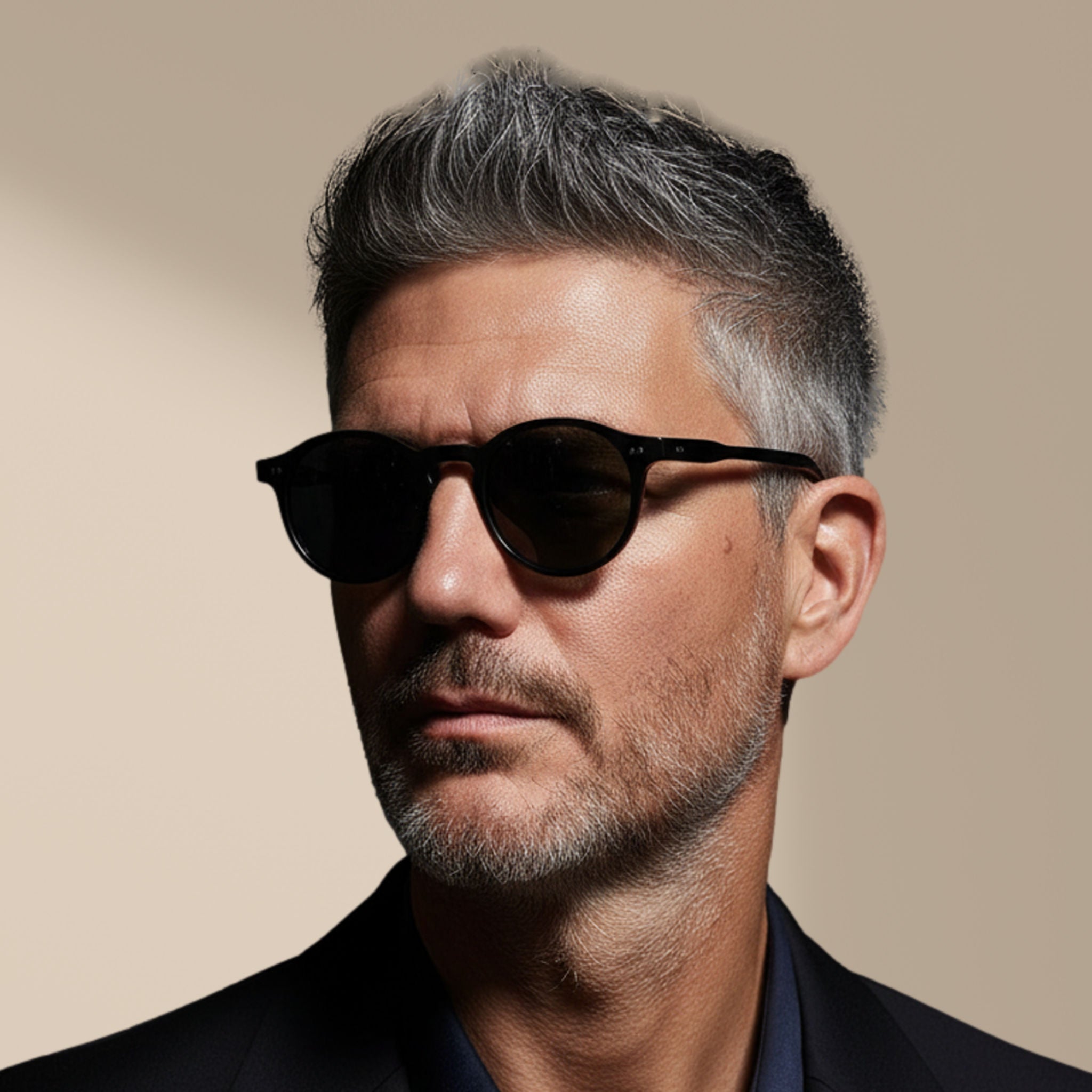 Nero/Grigio – Oxford – Rotonda – Acetato – Occhiali da sole