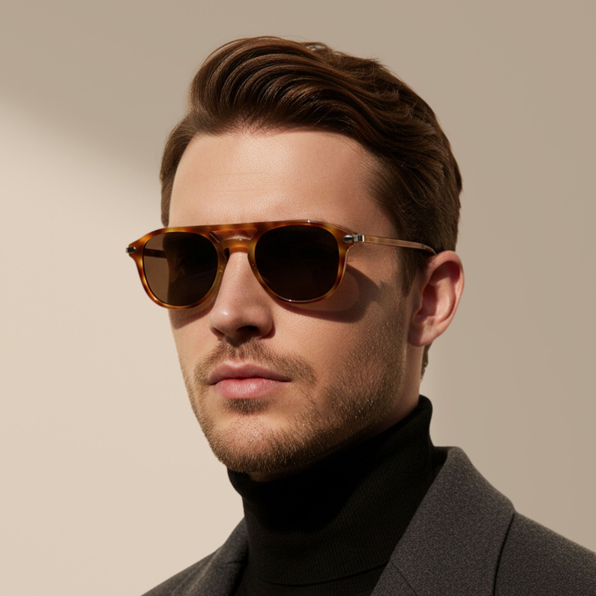Amber Tortoise/Brown - Redfort - Aviator - Acetate - Sunglasses